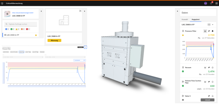 Condition Monitoring einer Absauganlage der Firma ULT AG auf der N+P-Plattform