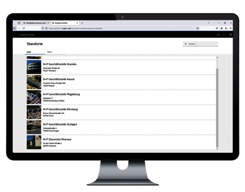 Standortübersicht im Energiecontrolling auf der N+P-Plattform