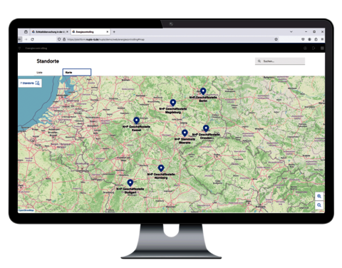 Energiecontrolling Standorte in Kartenübersicht