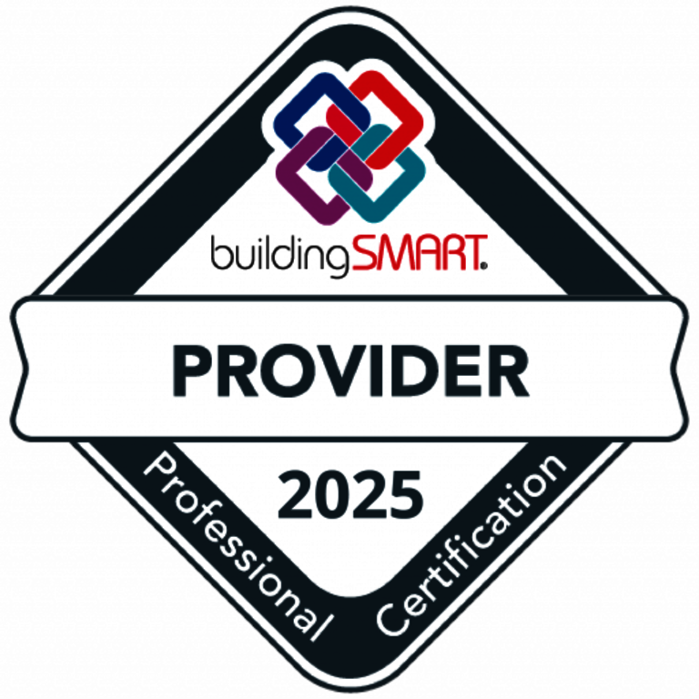 buildingSMART Professional Certification Provider 2025 Abzeichen – offizielles Siegel für anerkannte BIM- und OpenBIM-Schulungsanbieter