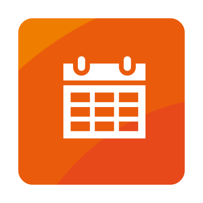 Icon Kalender auf organgen Hintergrund 